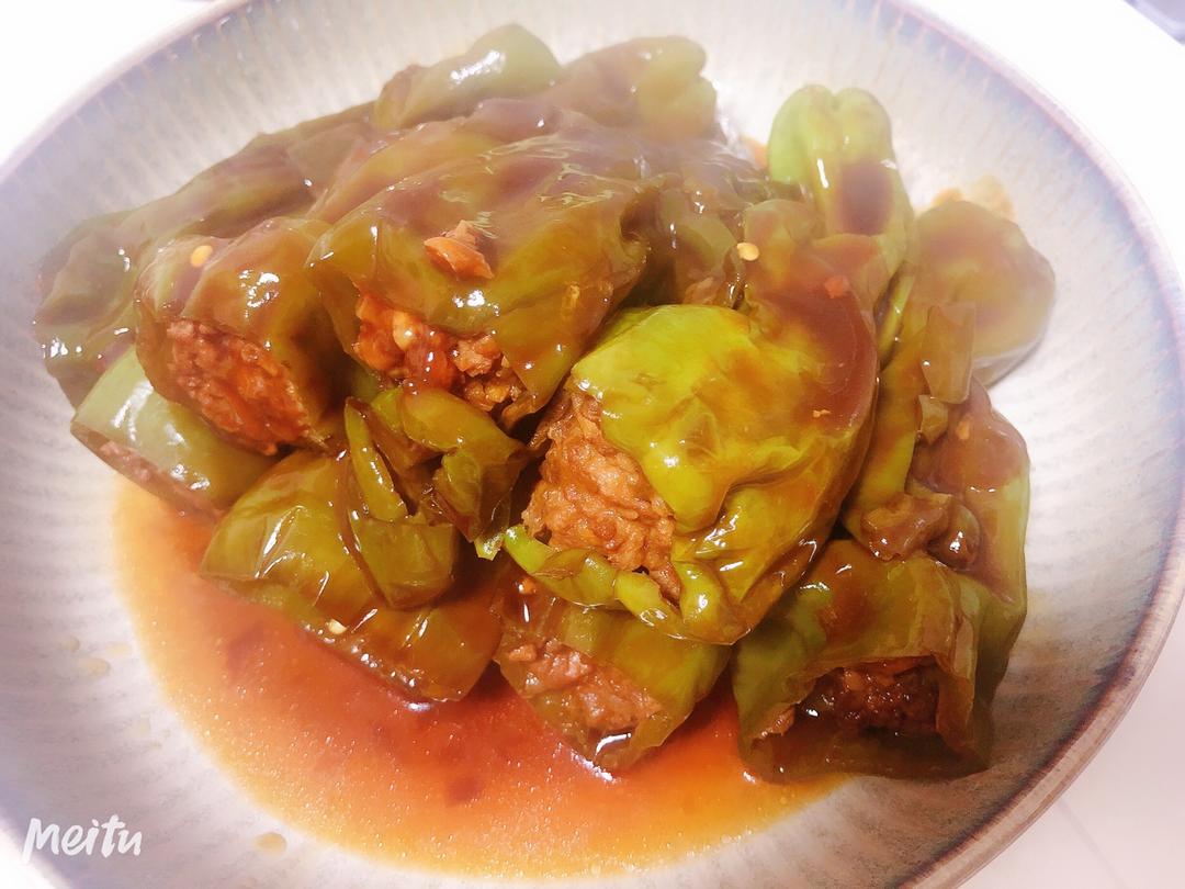 上班族的快手简单晚餐——油焖肉馅椒