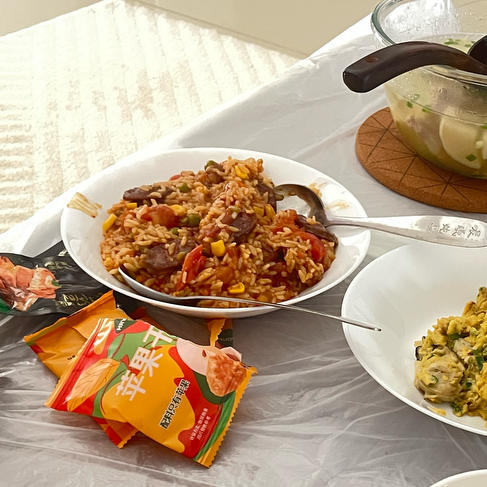 懒人必备～电饭煲腊肠焖饭