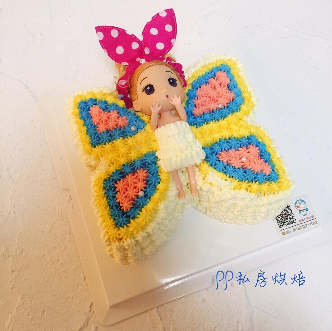 pp烘培做的立体卡通蝴蝶生日蛋糕