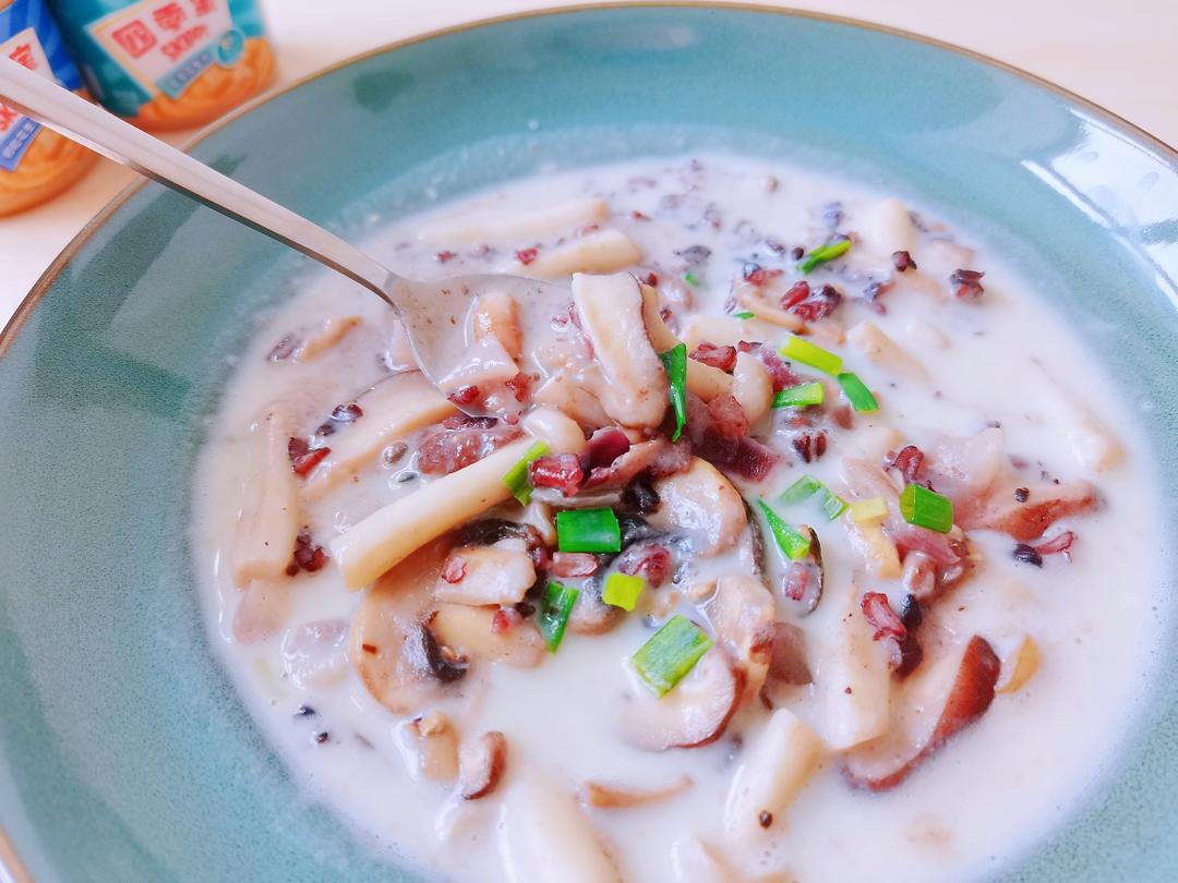 奶油意式菌菇焗饭（坚果豆乳版）的做法