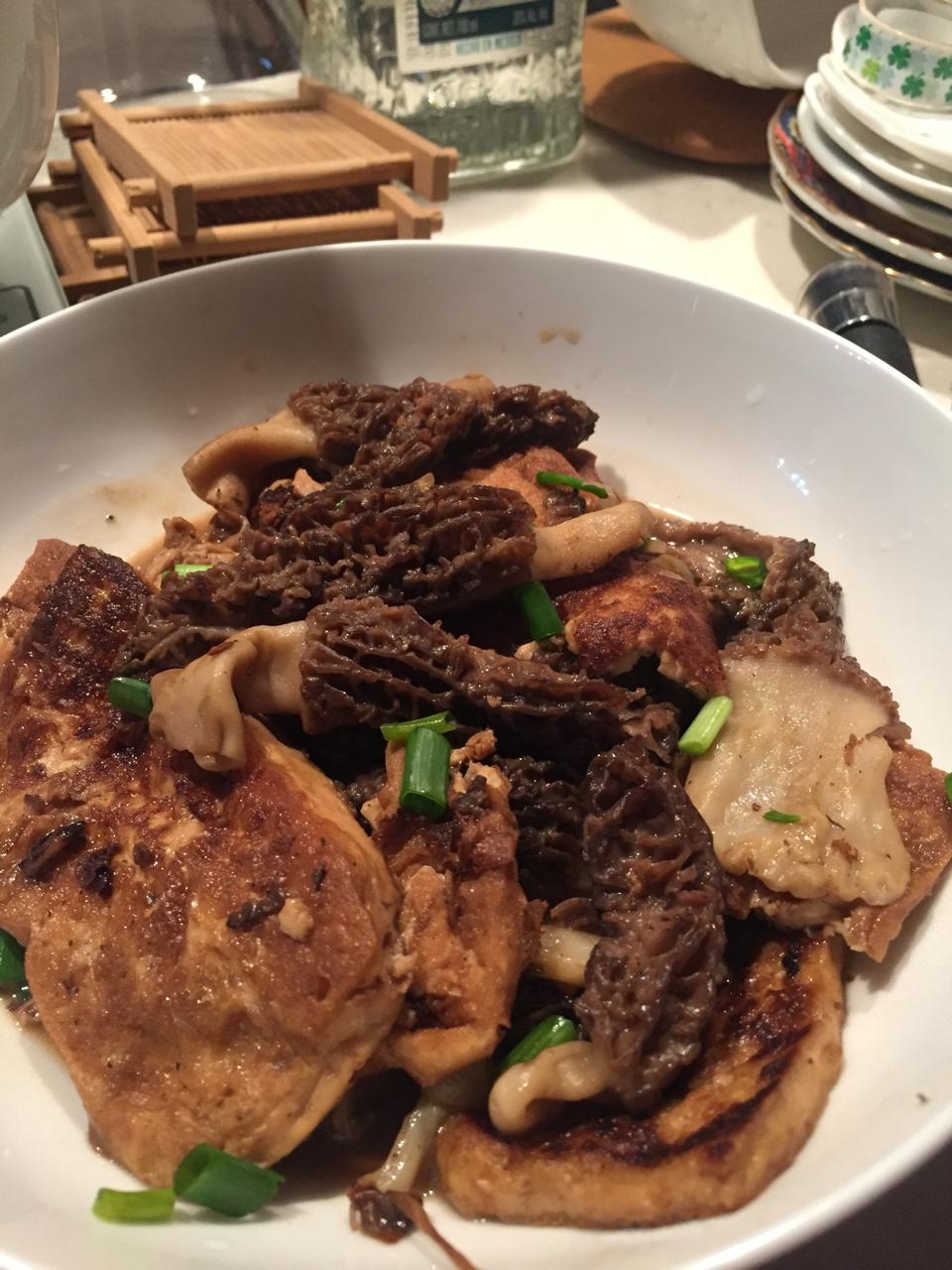 新鲜羊肚菌烧豆腐