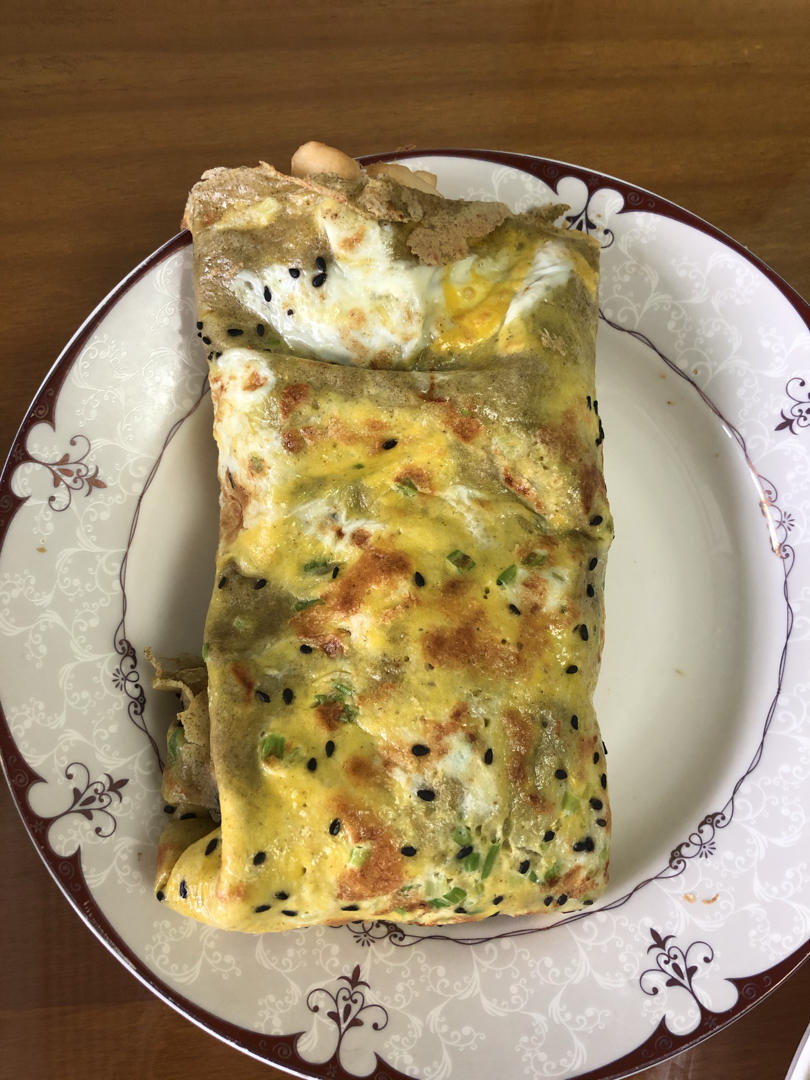 可米豆做的天津名吃煎饼果子纯绿豆