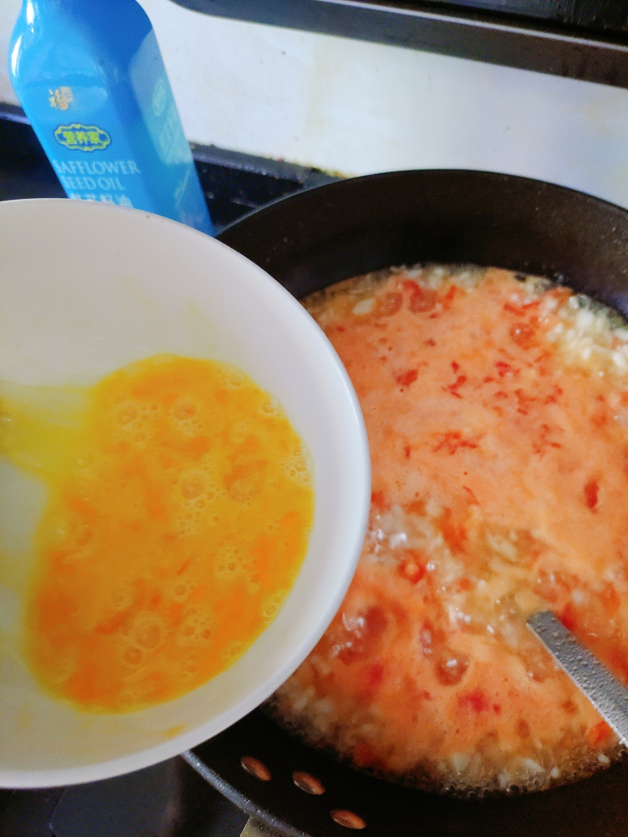 美味的山药泥西红柿鸡蛋汤的做法 步骤5