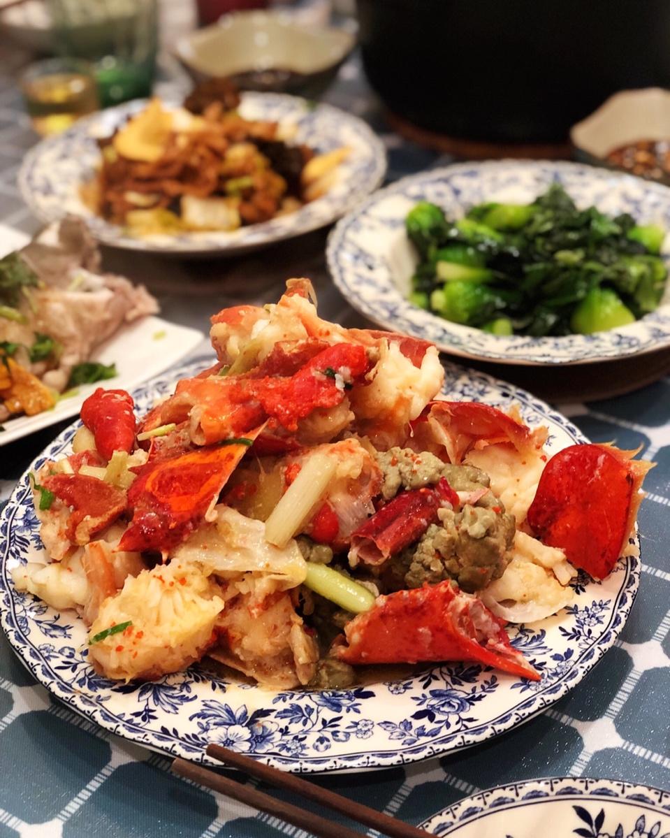 姜葱炒龙虾