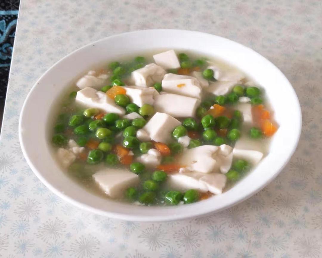 豌豆豆腐汤（无油无盐素食）的做法
