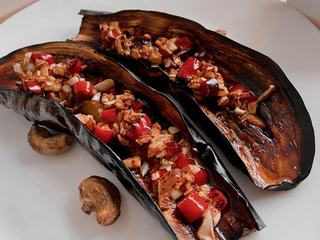 空气炸锅超简单的爆香蒜蓉烤茄子