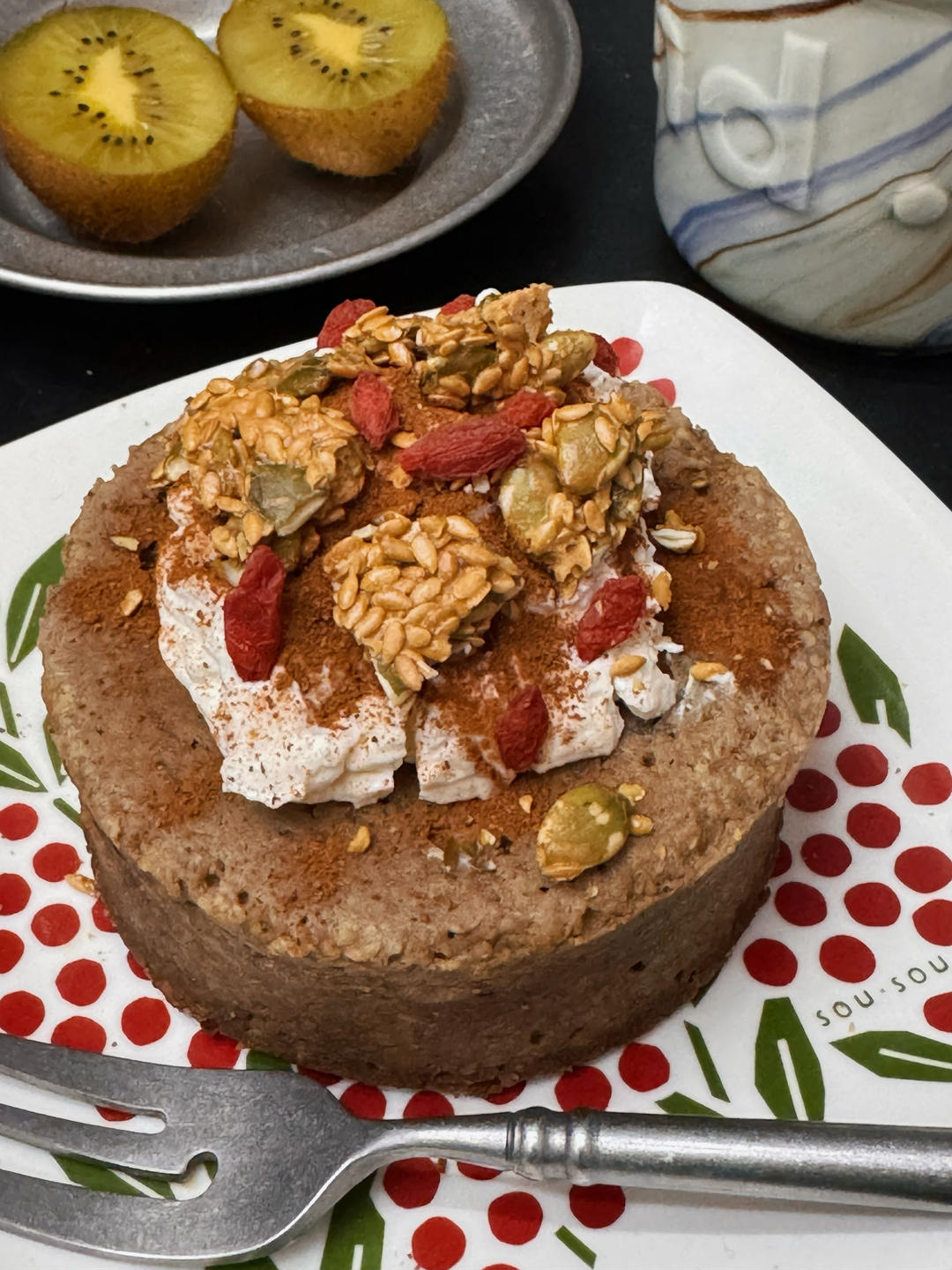 可可高蛋白小麦胚芽蛋糕｜微波炉版