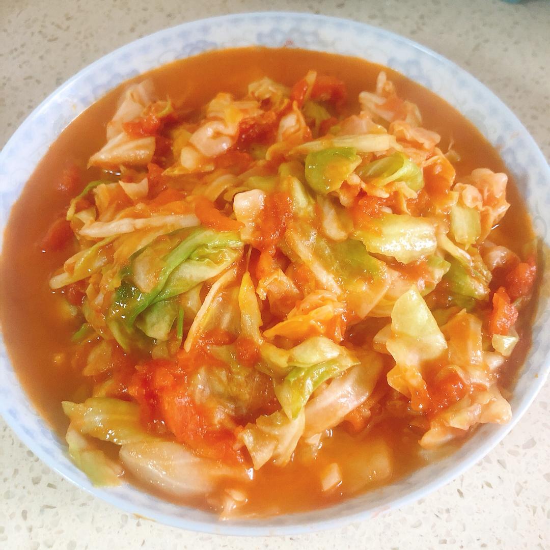 97西红柿炒洋白菜的做法