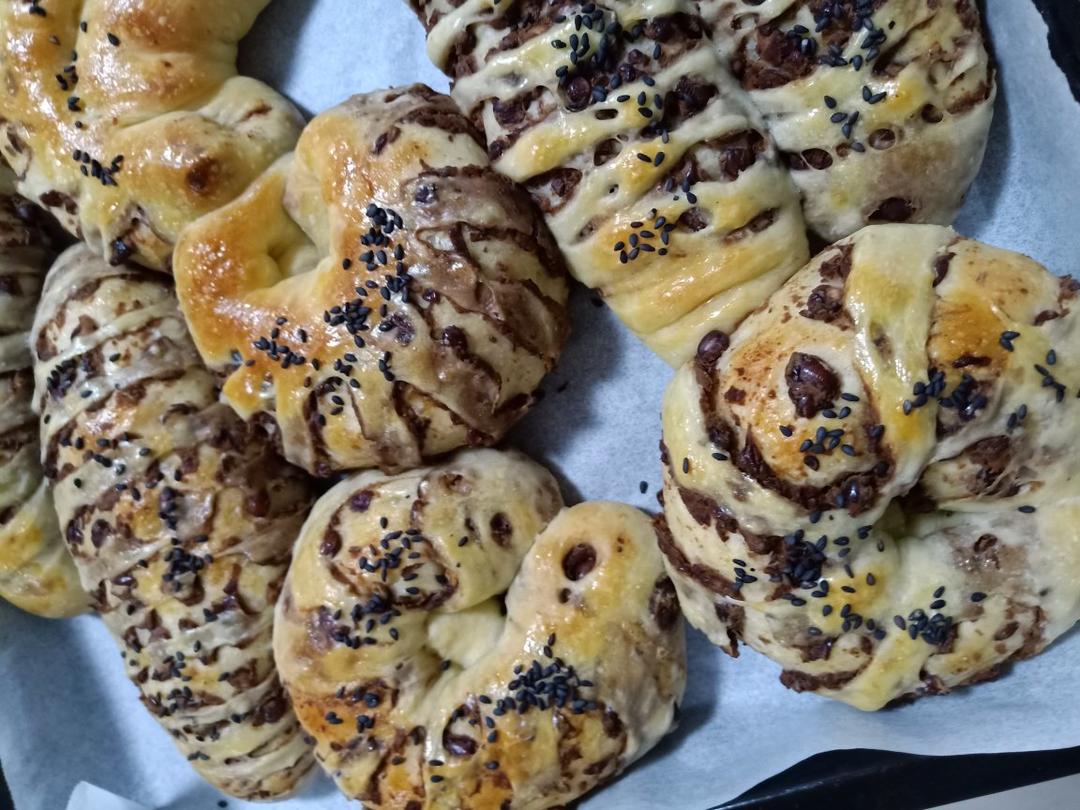 （手揉水合法）卷卷红豆面包🥯🥯（不需手套膜）