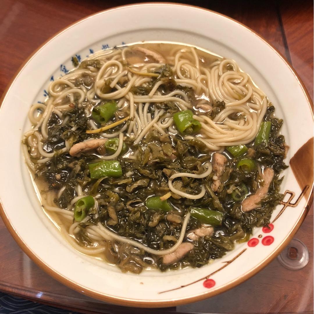 barryfeng做的雪菜肉丝面