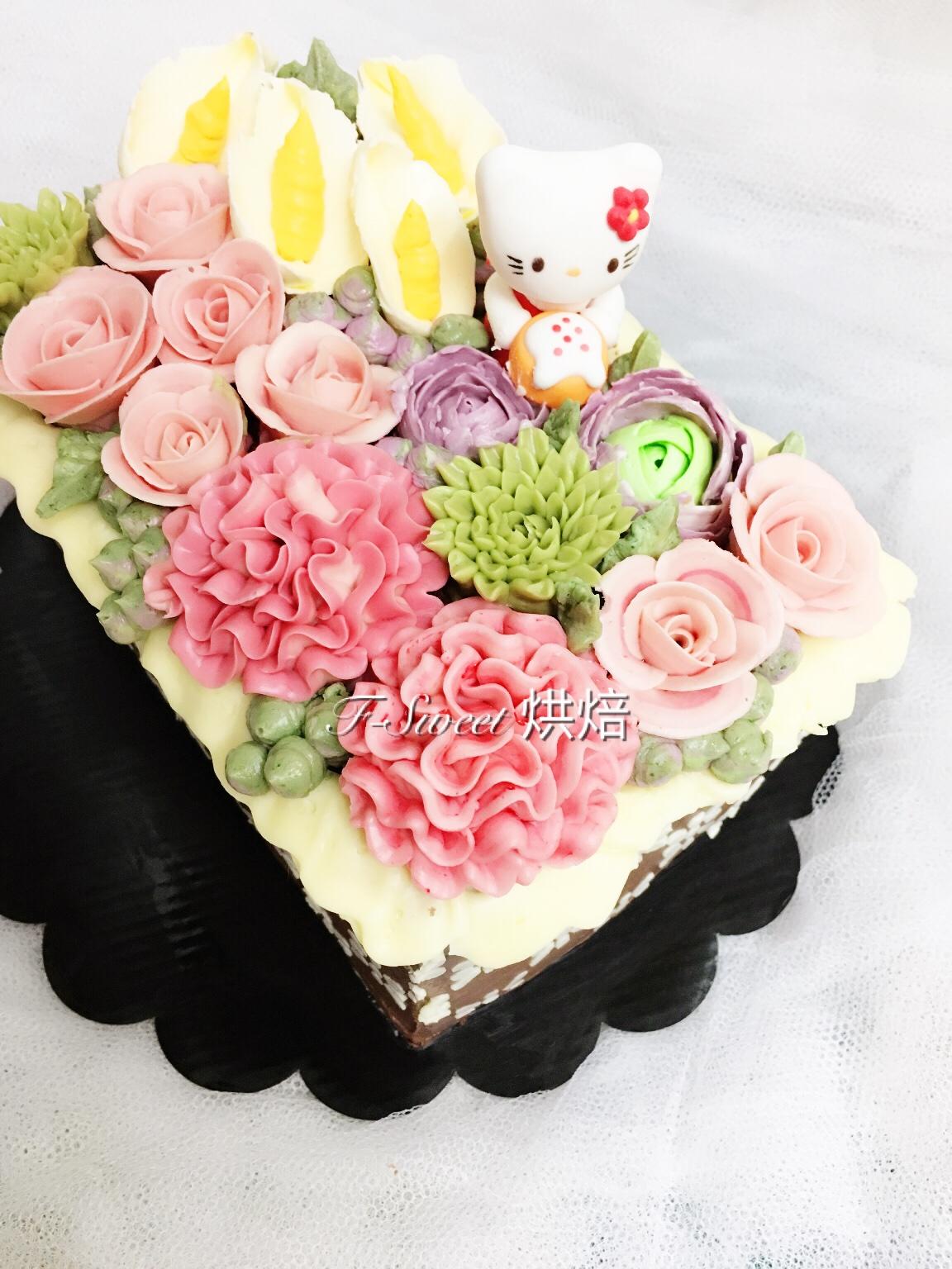 韩式裱花花盒蛋糕