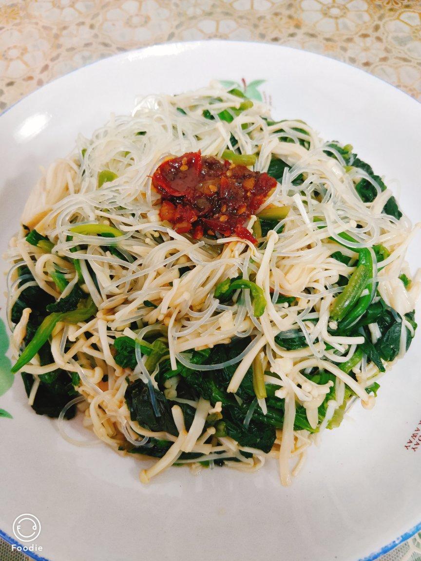 凉拌菠菜金针菇