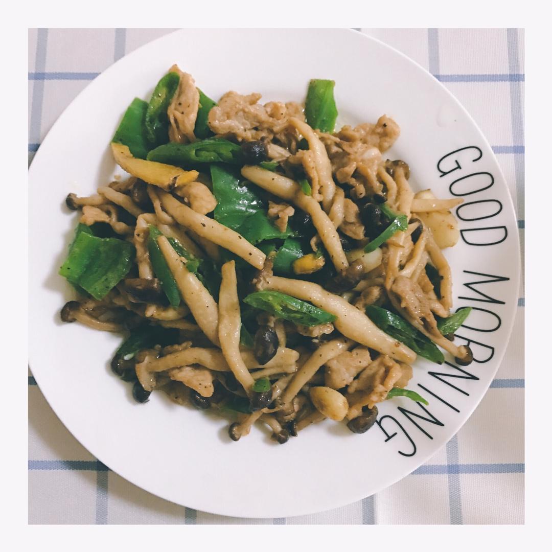 黑椒蟹味菇炒肉