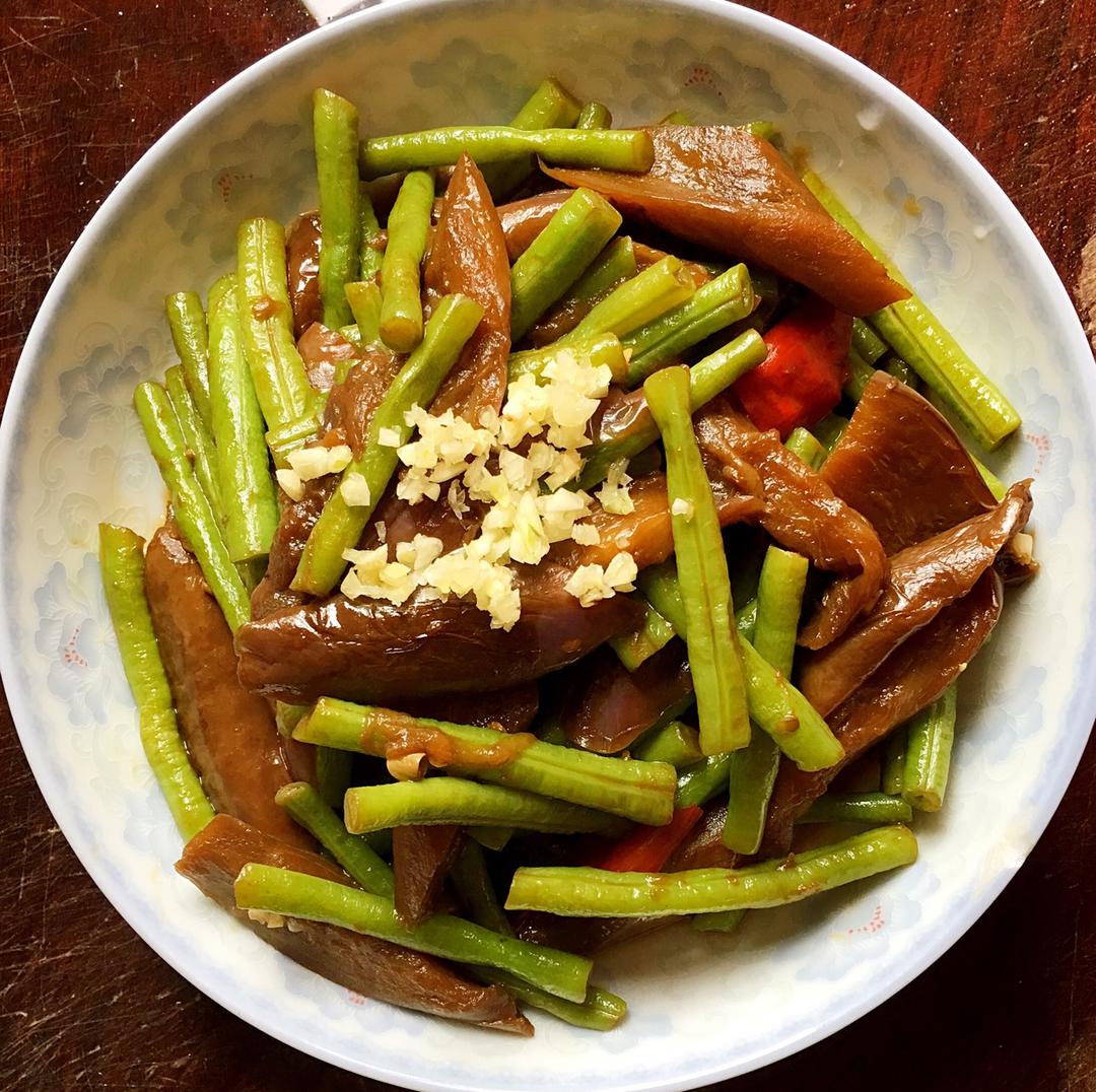茄子炒豆角（改良版 健康少油）