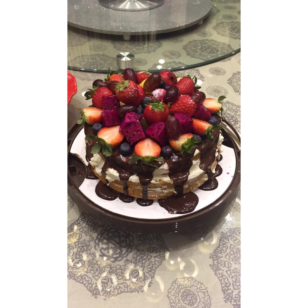 巧克力淋面裸蛋糕