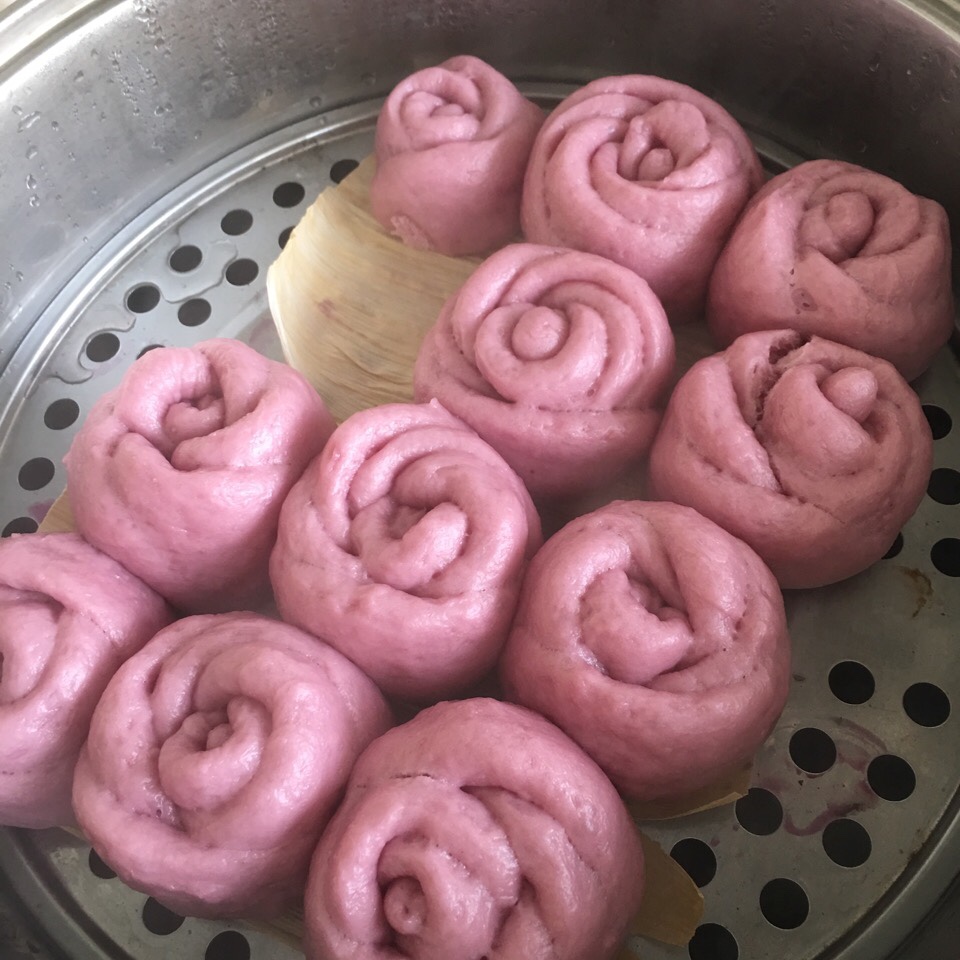 玫瑰紫薯馒头