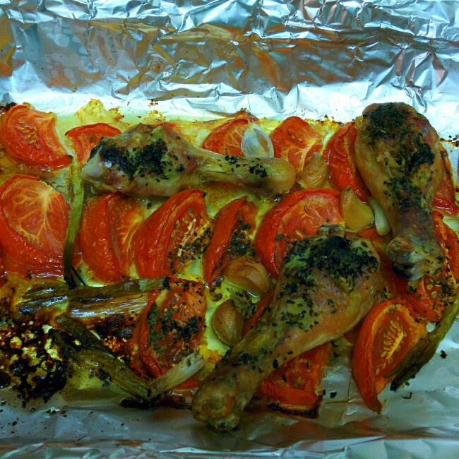 香蒜蕃茄烤鸡腿