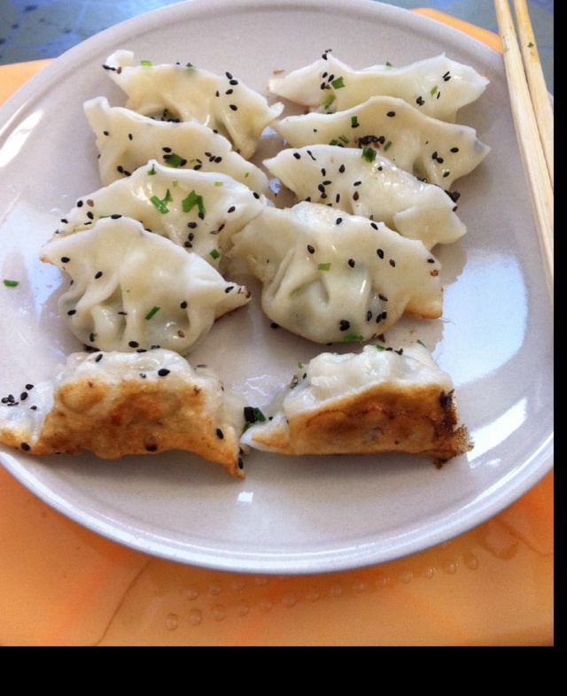 青花陶做的生煎饺子