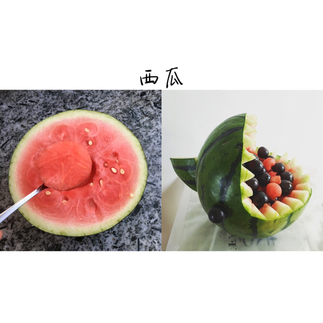 超级酷炫的鲨鱼西瓜雕