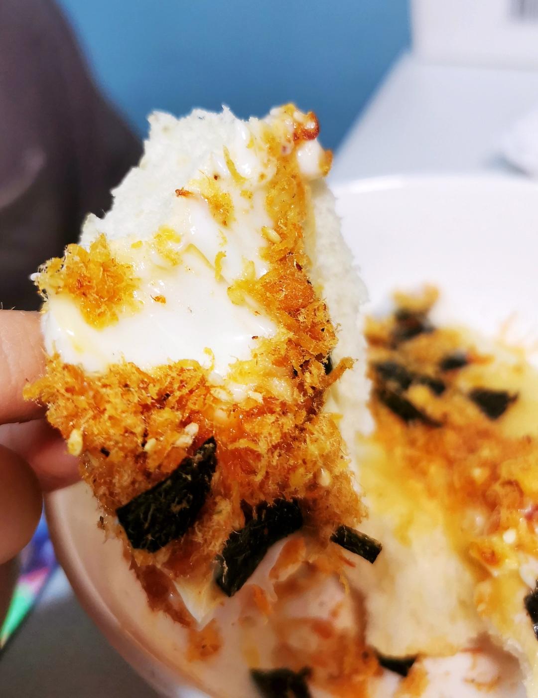 超好吃的香葱肉松面包卷