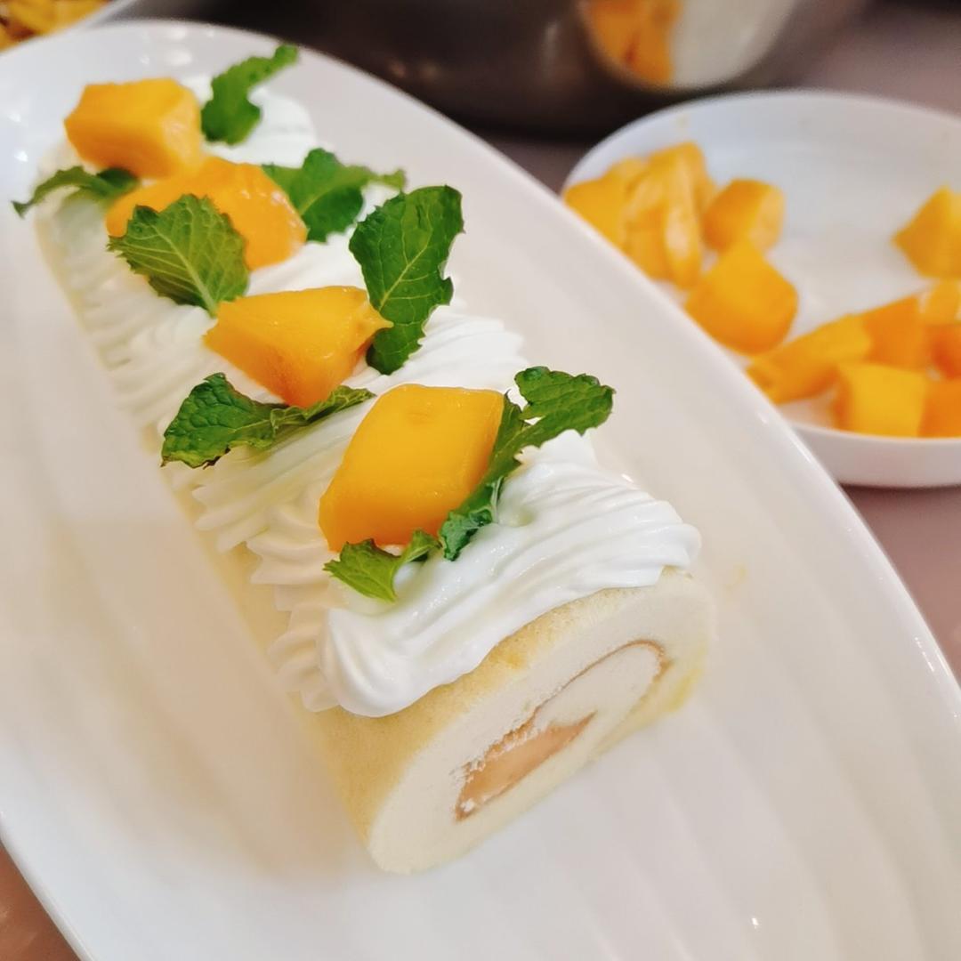 一次成功的芒果奶油卷❗️软绵香甜不开裂