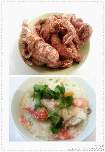 椒盐富贵虾和潮式海鲜粥的做法
