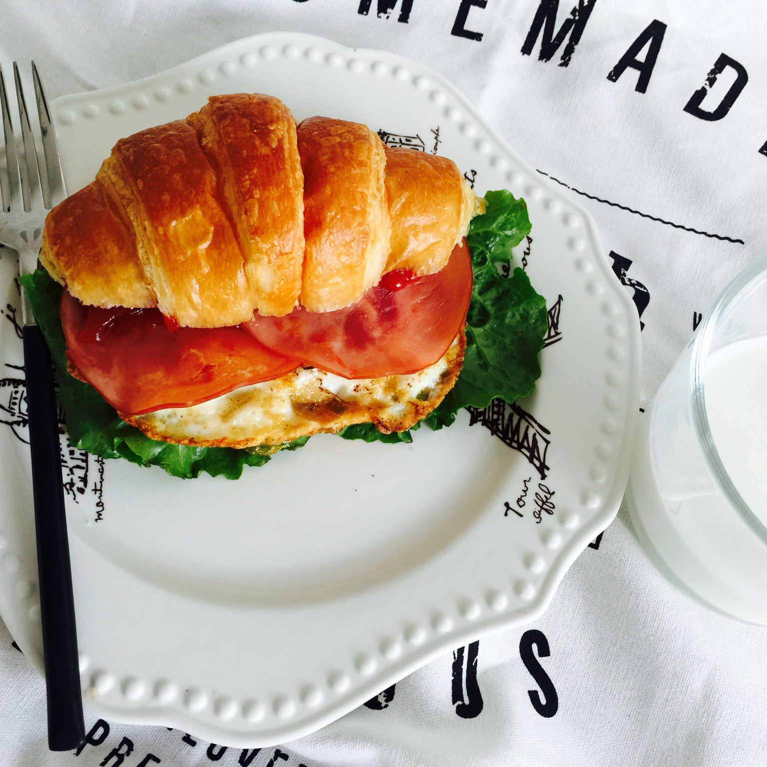 丝瓜儿汤做的可颂三明治