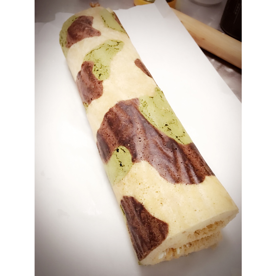 老公迷彩蛋糕卷-可可抹茶口味