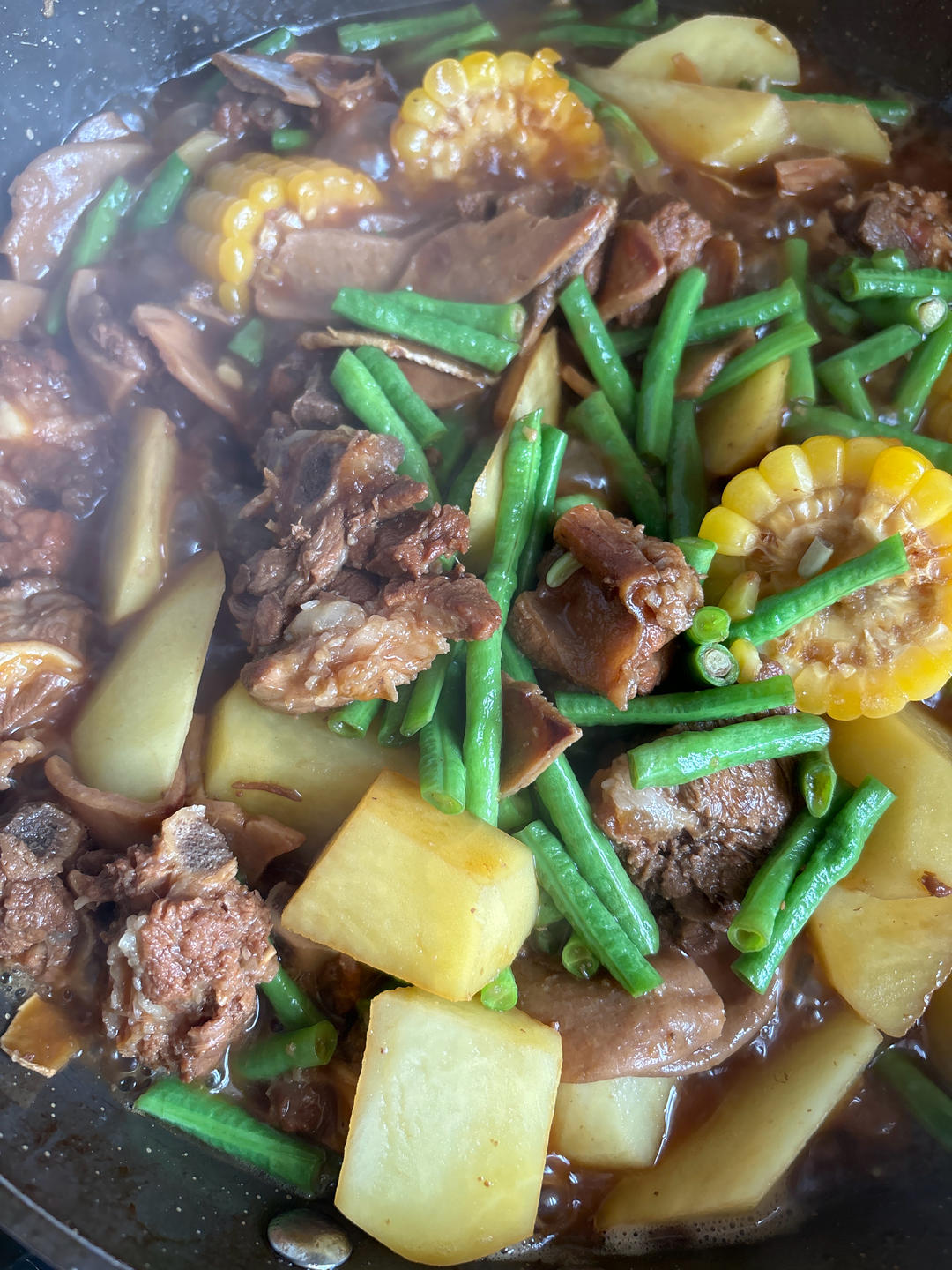 红烧排骨炖豆角