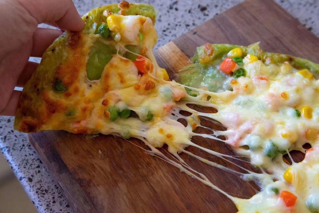 芝士虾仁菠菜手抓饼