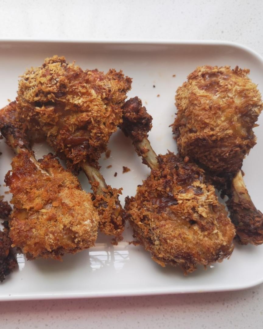 不用油炸的黄金面包糠炸鸡