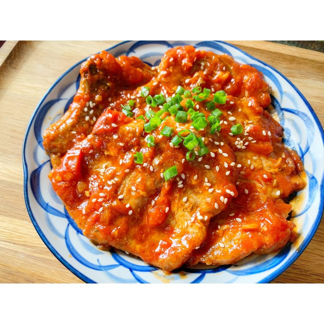 兔兔酱做的在家也能做大菜之11辣茄汁猪排