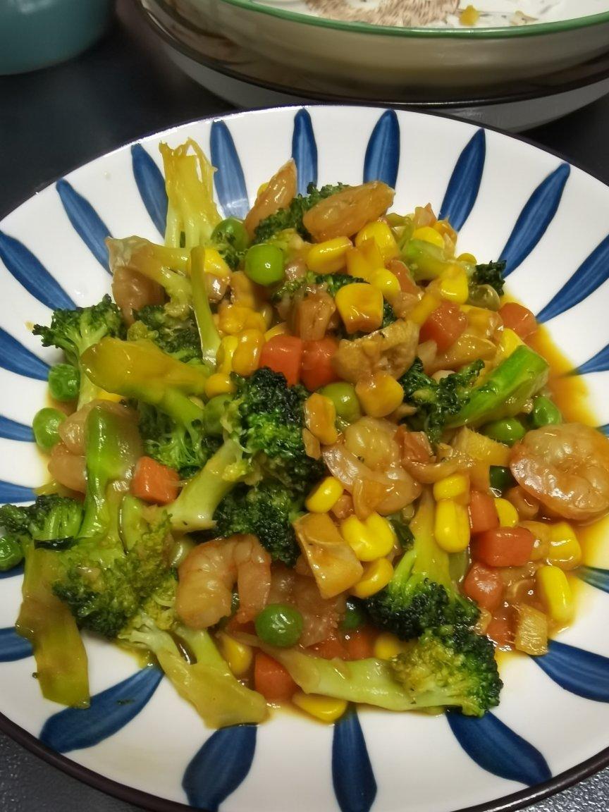 虾仁炒西兰花
