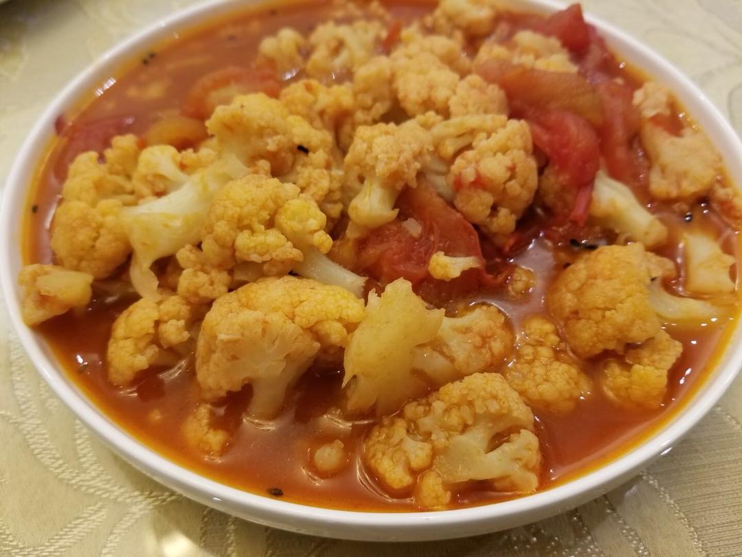 有机花菜炒西红柿