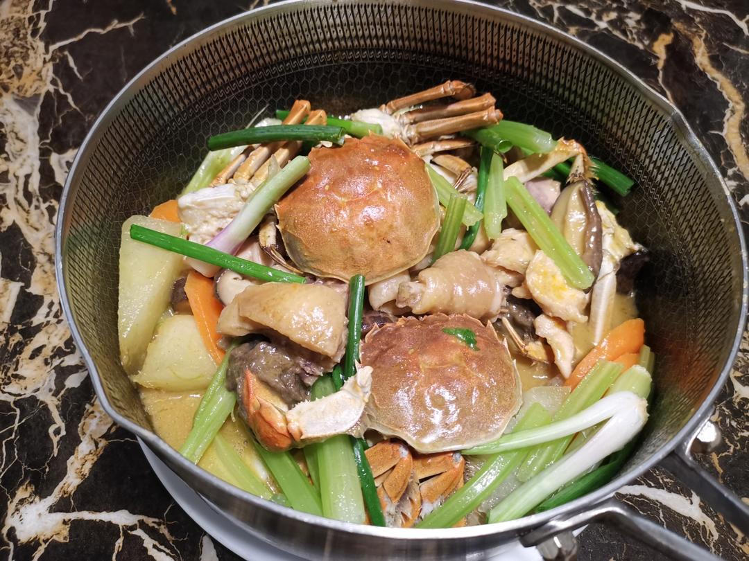 咖喱椰香鸡蟹煲的做法