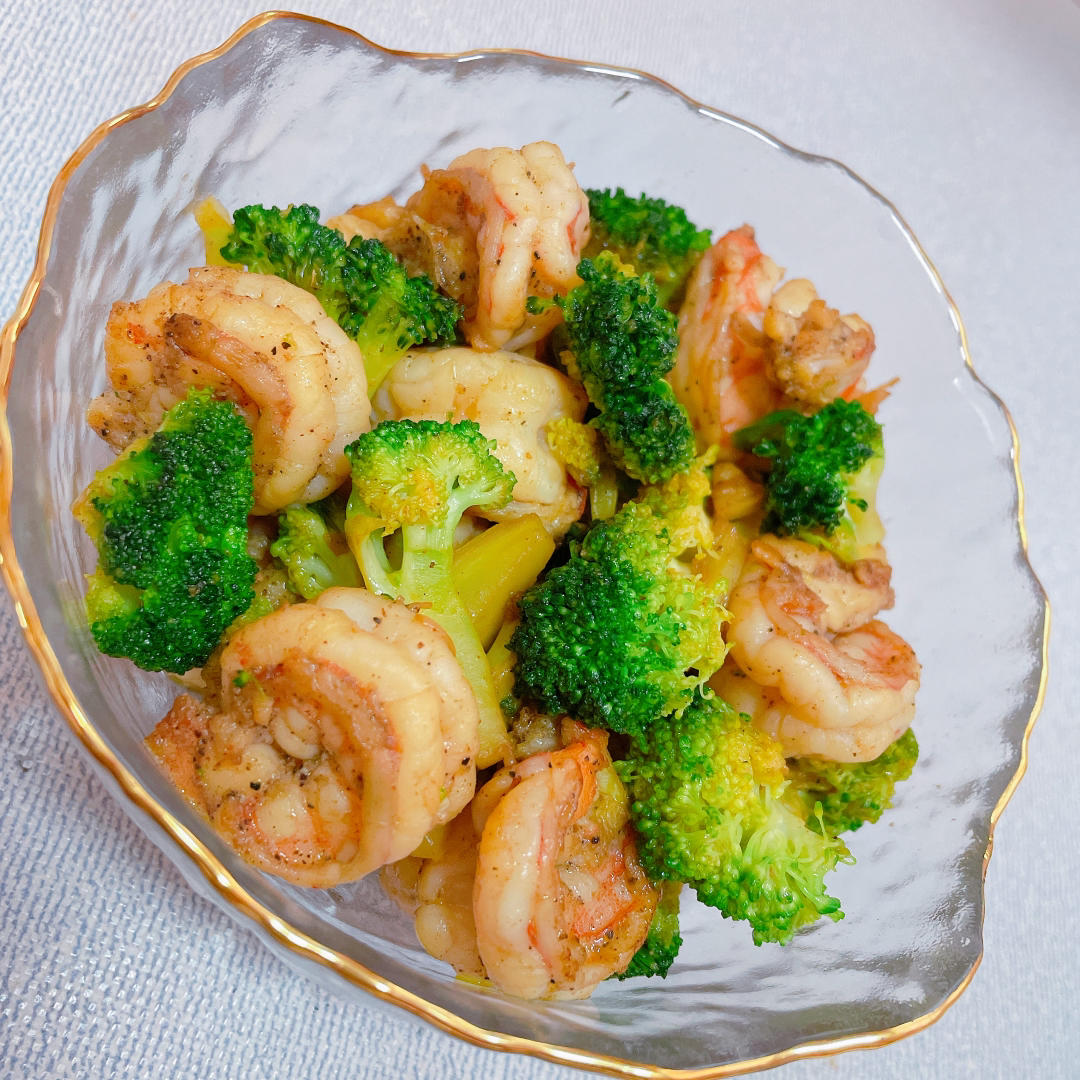 挑战100道家常菜｜半荤｜西兰花炒虾仁