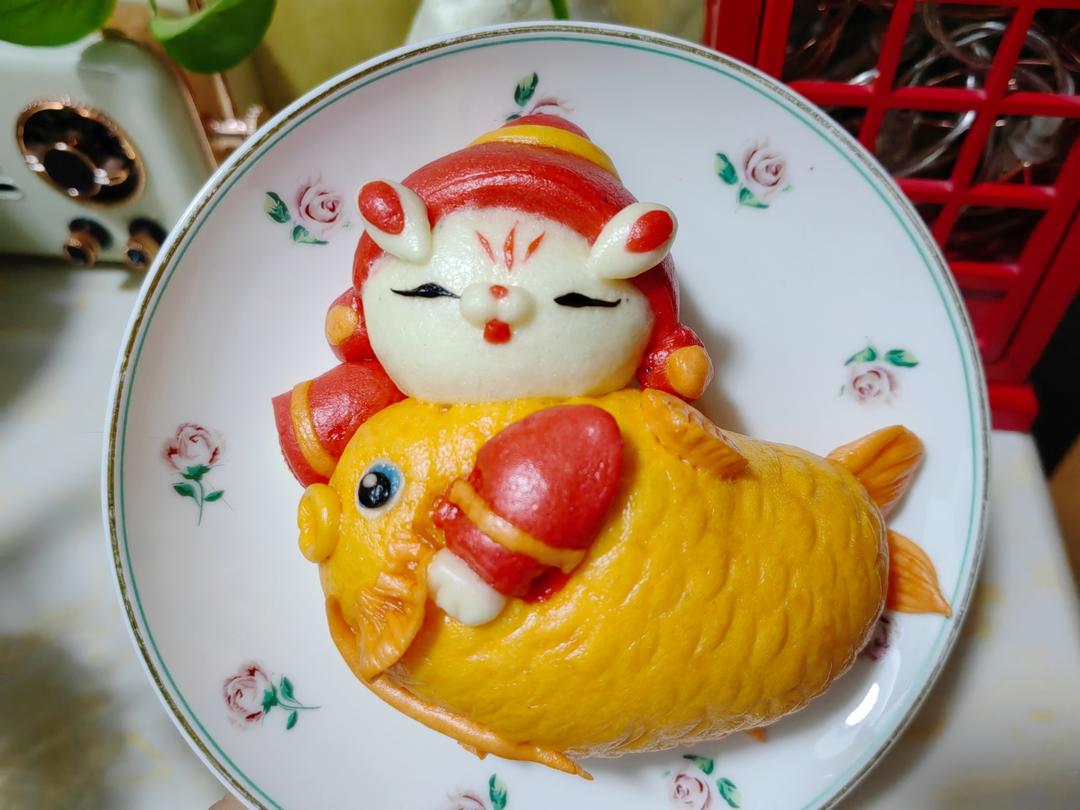 2023年兔财神抱锦鲤馒头教程