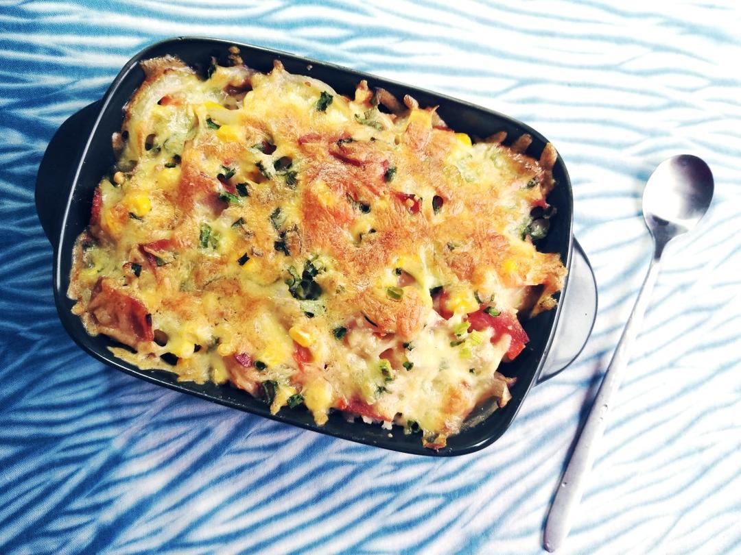 鲜虾培根芝士焗饭