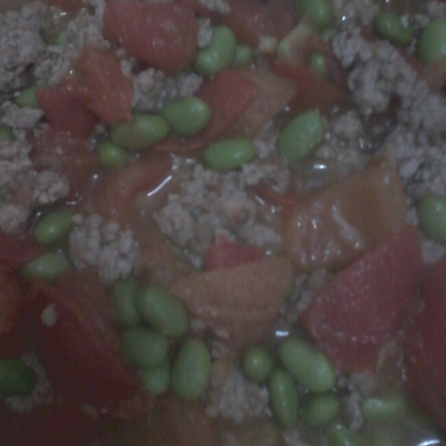 肉末番茄烧毛豆