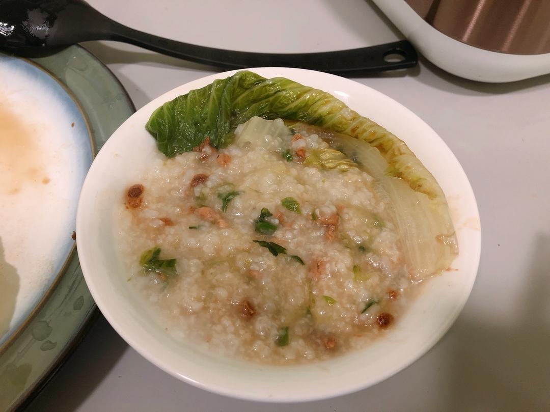 生菜肉末粥