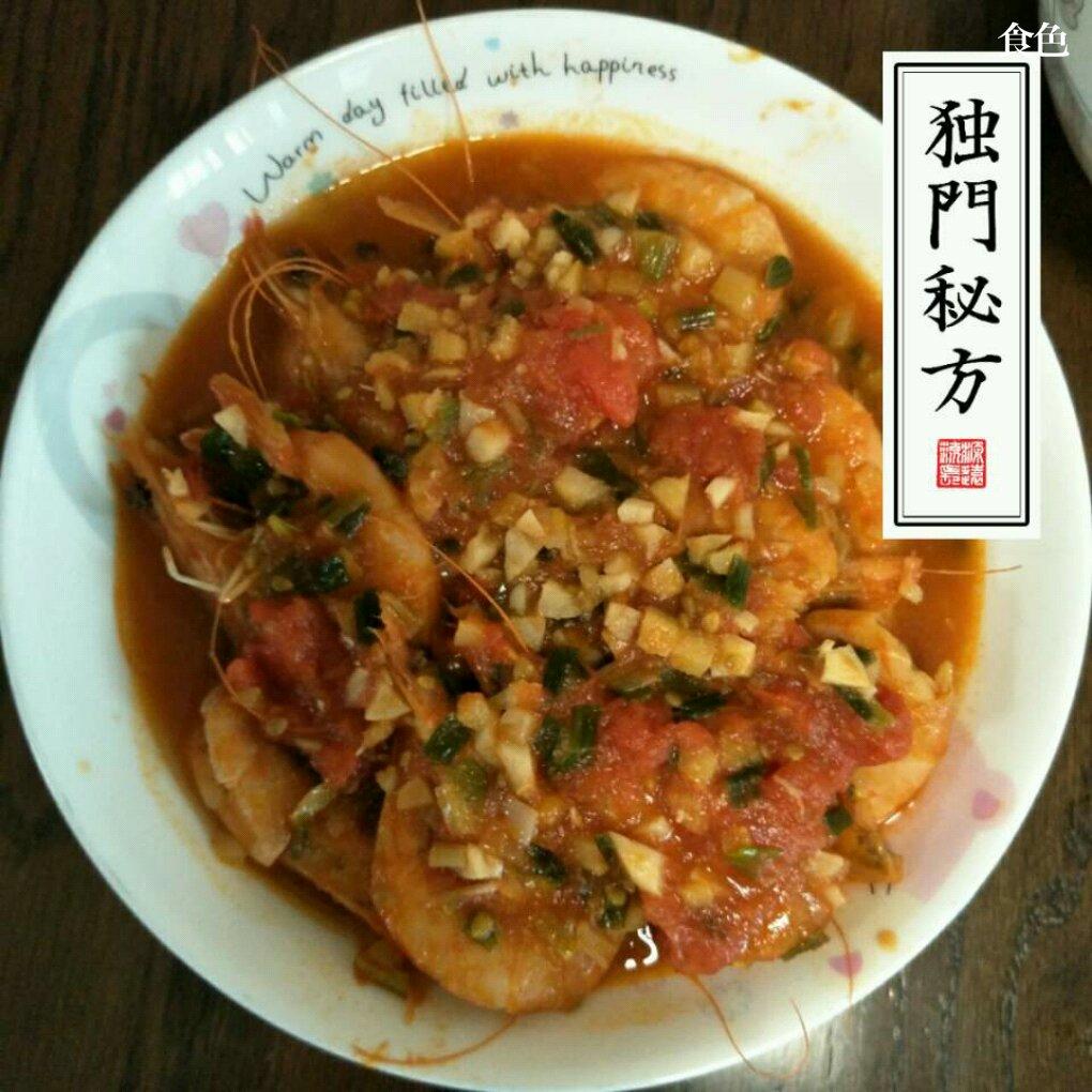 蒜蓉茄汁开背虾