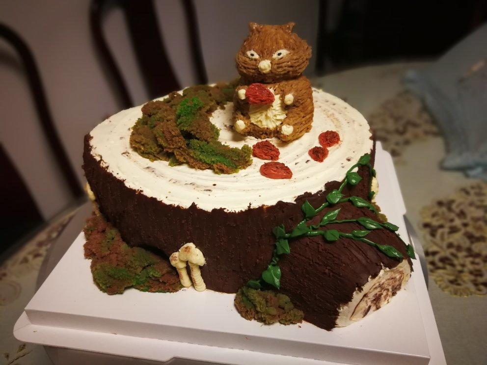 杨俊芳做的立体小动物树桩蛋糕