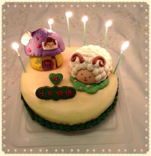＂婉子十萌羊＂〜彩色曲奇轻芝士生日蛋糕的做法 步骤3