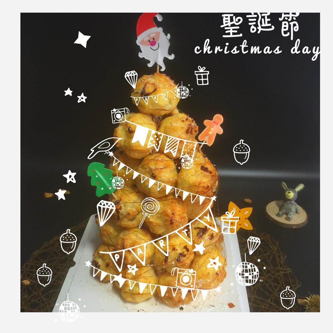 圣诞雪景焦糖泡芙塔