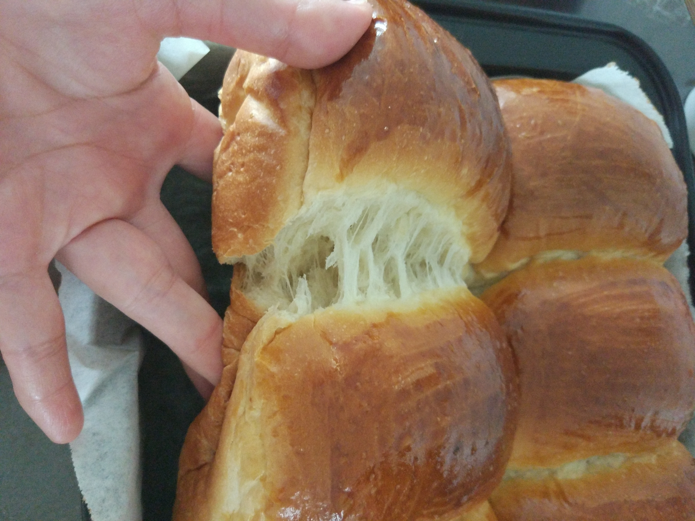 非比寻肠面包(一次发酵，超软，拉丝)的做法 步骤12