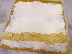 花见烘焙Hanami——舒芙蕾斑斓榴莲蛋糕卷——27cm正方形蛋糕卷烤盘食谱的做法 步骤12