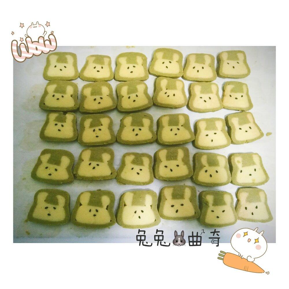 抹茶兔兔曲奇（比熊猫简单！超详细实物图+超良心手绘图）