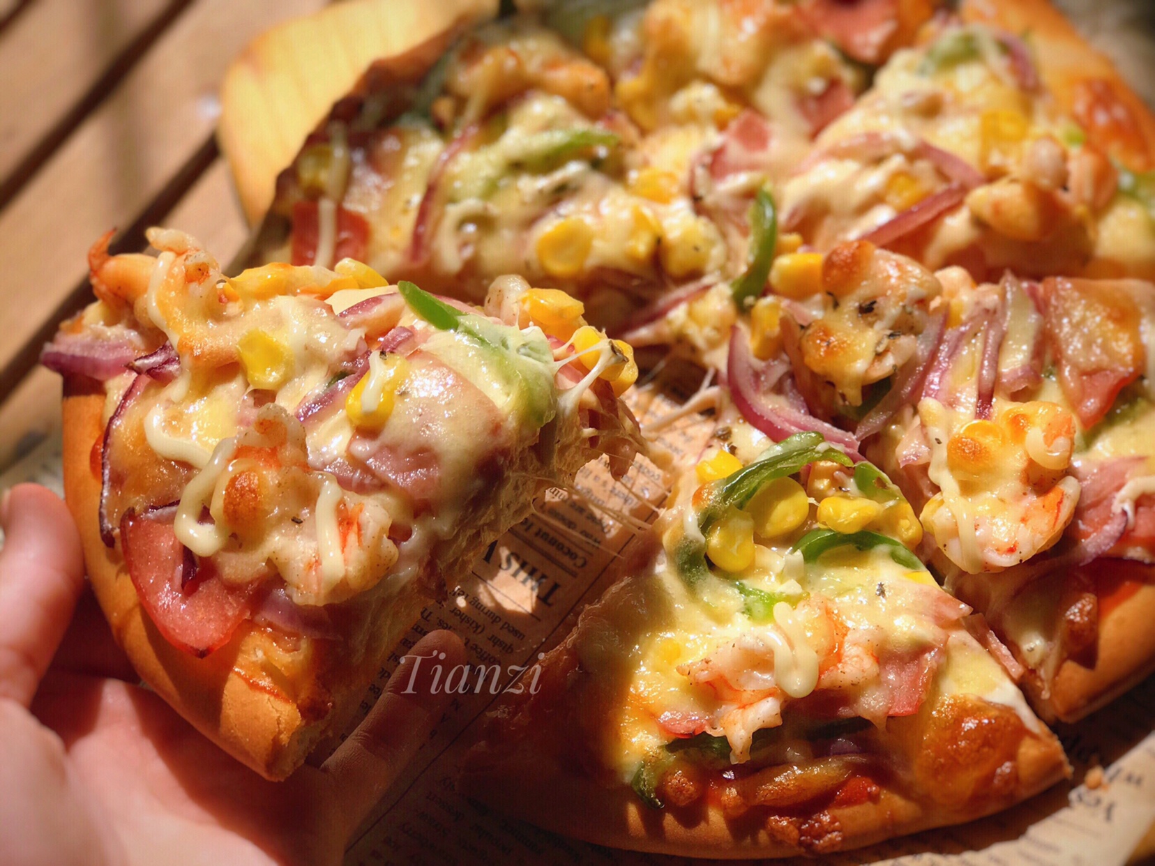 鲜虾🍤培根披萨🍕“内附敲好吃的饼皮做法”的做法