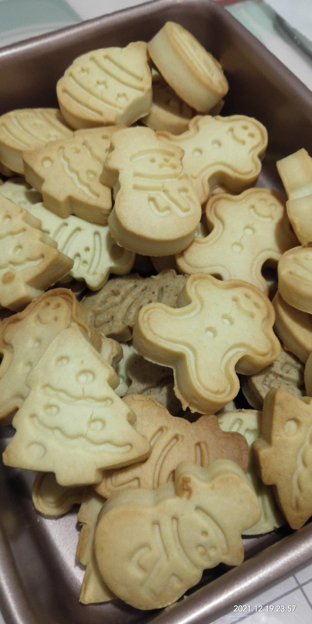 超简单🔥圣诞压纹曲奇饼干🎄原味巧克力抹茶三种口味