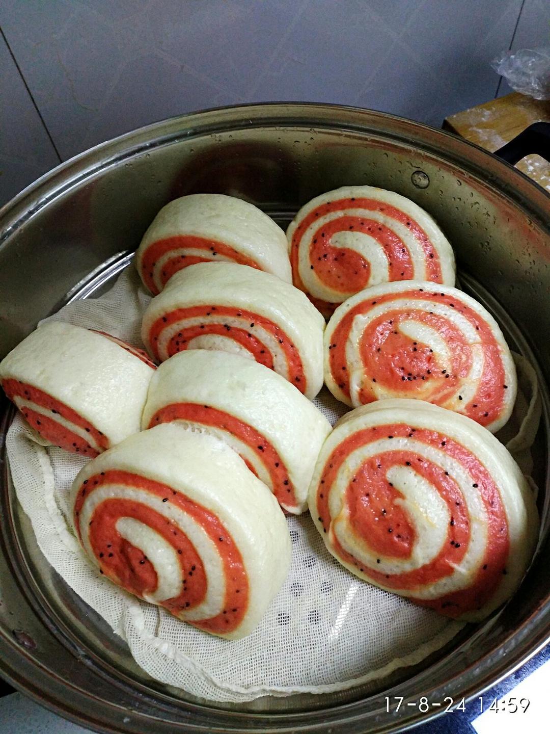 火龙果玫瑰馒头